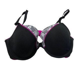 Victoria’s Secret Lined Perfect Coverage size 34D black/pink w/lace bra